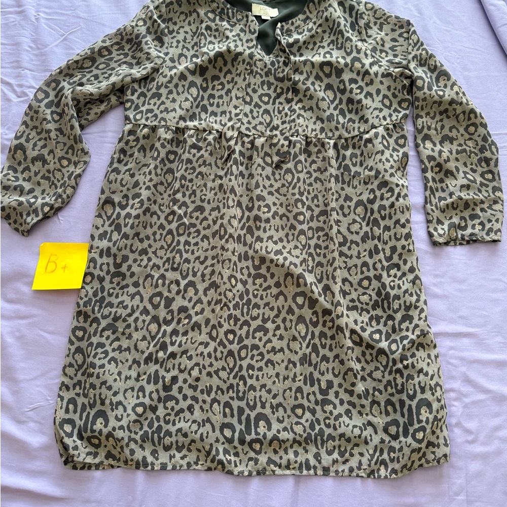 LOFT Leopard Print Mini Dress - Black and Tan
